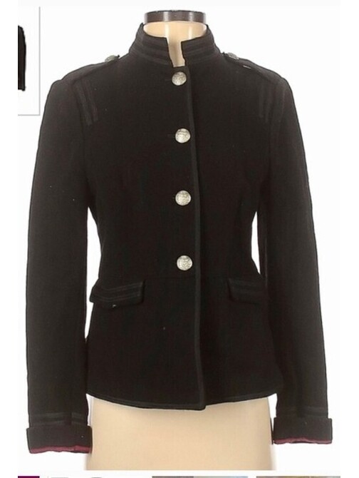 Banana Republic Heritage Size 4 Black Wool Military Jacket Coat Blazer